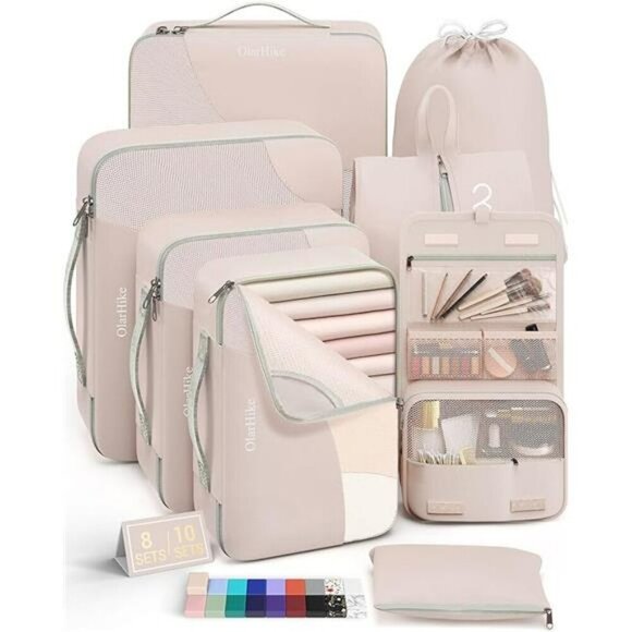 Packing Cubes Set with Shoe Bag Toiletry Bag Travel Organizer for Luggage - Picture 7 of 7